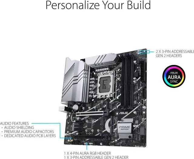 Alt view image 3 of 6 - ASUS Prime Z790M-Plus D4 LGA 1700(Intel® 14th & 13th & 12th Gen) microATX motherboard (PCIe® 5.0, 3xM.2 slots, 10+1 DrMOS, DDR4,1 Gb LAN, DP, USB 3.2 Gen 2x2 Type-C®,front USB 3.2 Gen 1 Type-C®, Thunderbolt™ (USB4®) support)