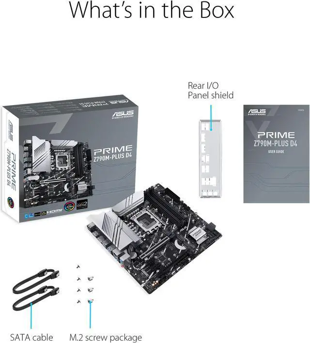 Alt view image 6 of 6 - ASUS Prime Z790M-Plus D4 LGA 1700(Intel® 14th & 13th & 12th Gen) microATX motherboard (PCIe® 5.0, 3xM.2 slots, 10+1 DrMOS, DDR4,1 Gb LAN, DP, USB 3.2 Gen 2x2 Type-C®,front USB 3.2 Gen 1 Type-C®, Thunderbolt™ (USB4®) support)