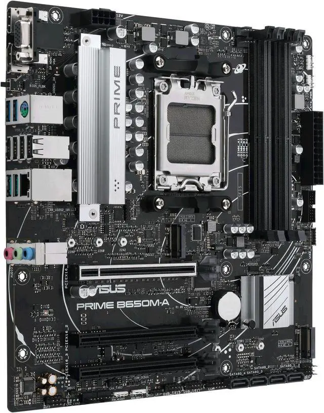 Alt view image 3 of 6 - ASUS PRIME B650M-A-CSM Micro-ATX commercial motherboard, DDR5, PCIe 5.0 M.2 support, Realtek 2.5Gb Ethernet, DisplayPort, VGA, HDMI®, SATA 6 Gbps, USB 3.2 Gen 2 ports, front USB 3.2 Gen 1 Type-C®, BIOS FlashBack™, Arua Sync