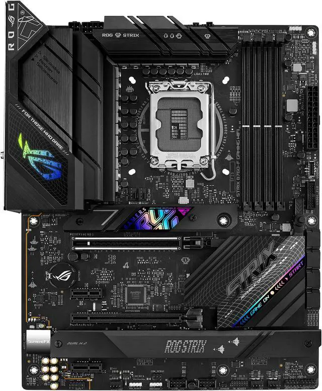 Alt view image 2 of 6 - ASUS ROG Strix B760-F Gaming WiFi Intel B760(13th and 12th Gen) LGA 1700 ATX motherboard, 16 + 1 power stages, DDR5 up to 7800 MT/s, PCIe 5.0, three M.2 slots, WiFi 6E, USB 3.2 Gen 2x2 Type-C®, and Aura Sync RGB