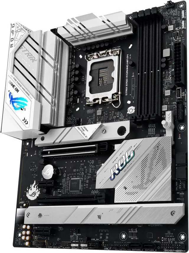 Alt view image 5 of 6 - ASUS ROG Strix B760-A Gaming WiFi D4 Intel B760 (13th and 12th Gen)   LGA 1700 white ATX motherboard, 12 + 1 power stages, DDR4, PCIe 5.0, three M.2 slots, WiFi 6E, USB 3.2 Gen 2x2 Type-C, and Aura Sync RGB