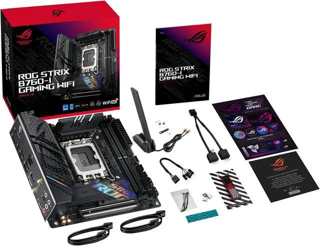 Alt view image 8 of 9 - ASUS ROG Strix B760-I Gaming WiFi Intel B760(13th and 12th Gen) LGA 1700 mini-ITX motherboard, 8 + 1 power stages, DDR5 up to 7600 MT/s, PCIe 5.0, two M.2 slots, WiFi 6E, USB 3.2 Gen 2x2 Type-C, and Aura Sync RGB
