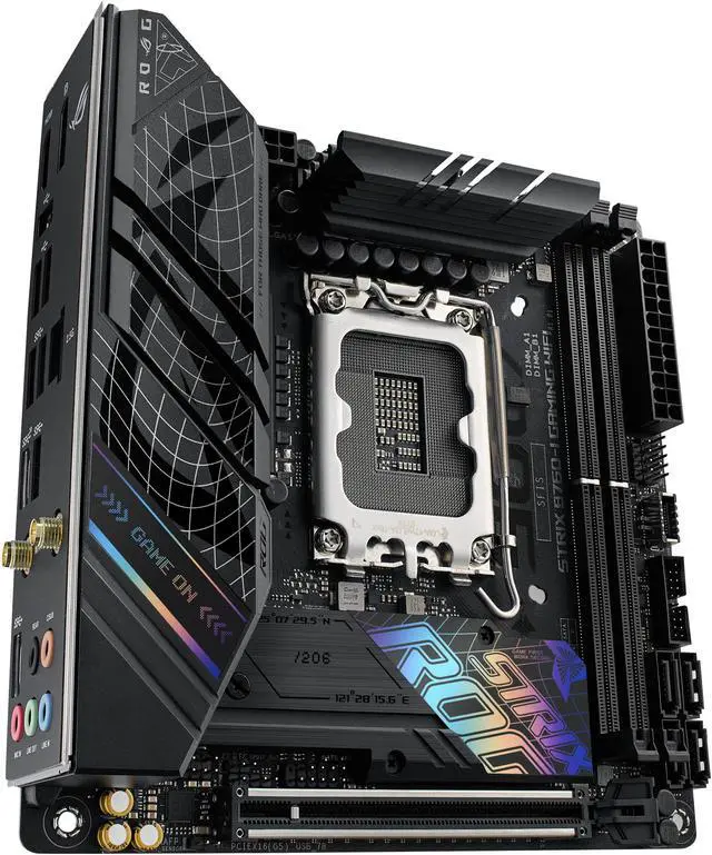 Alt view image 6 of 9 - ASUS ROG Strix B760-I Gaming WiFi Intel B760(13th and 12th Gen) LGA 1700 mini-ITX motherboard, 8 + 1 power stages, DDR5 up to 7600 MT/s, PCIe 5.0, two M.2 slots, WiFi 6E, USB 3.2 Gen 2x2 Type-C, and Aura Sync RGB