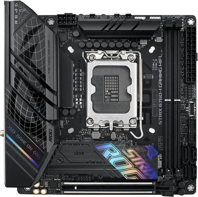 Alt view image 5 of 9 - ASUS ROG Strix B760-I Gaming WiFi Intel B760(13th and 12th Gen) LGA 1700 mini-ITX motherboard, 8 + 1 power stages, DDR5 up to 7600 MT/s, PCIe 5.0, two M.2 slots, WiFi 6E, USB 3.2 Gen 2x2 Type-C, and Aura Sync RGB
