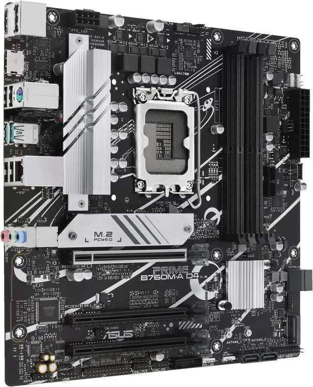 Alt view image 3 of 6 - ASUS PRIME B760M-A D4 Intel B760 (LGA 1700)(13th and 12th Gen)  mATX motherboard, PCIe 4.0, two M.2 slots, Realtek 2.5Gb Ethernet,  DisplayPort, Dual HDMI, SATA 6 Gbps, rear USB 3.2 Gen 2, front USB 3.2 Gen 1 Type-C, Aura Sync