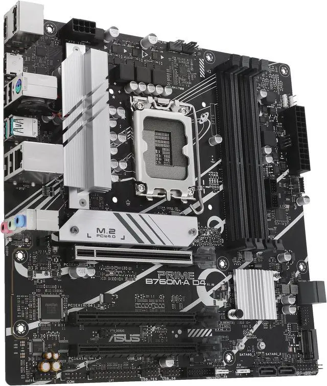 Alt view image 4 of 6 - ASUS PRIME B760M-A D4 Intel B760 (LGA 1700)(13th and 12th Gen)  mATX motherboard, PCIe 4.0, two M.2 slots, Realtek 2.5Gb Ethernet,  DisplayPort, Dual HDMI, SATA 6 Gbps, rear USB 3.2 Gen 2, front USB 3.2 Gen 1 Type-C, Aura Sync