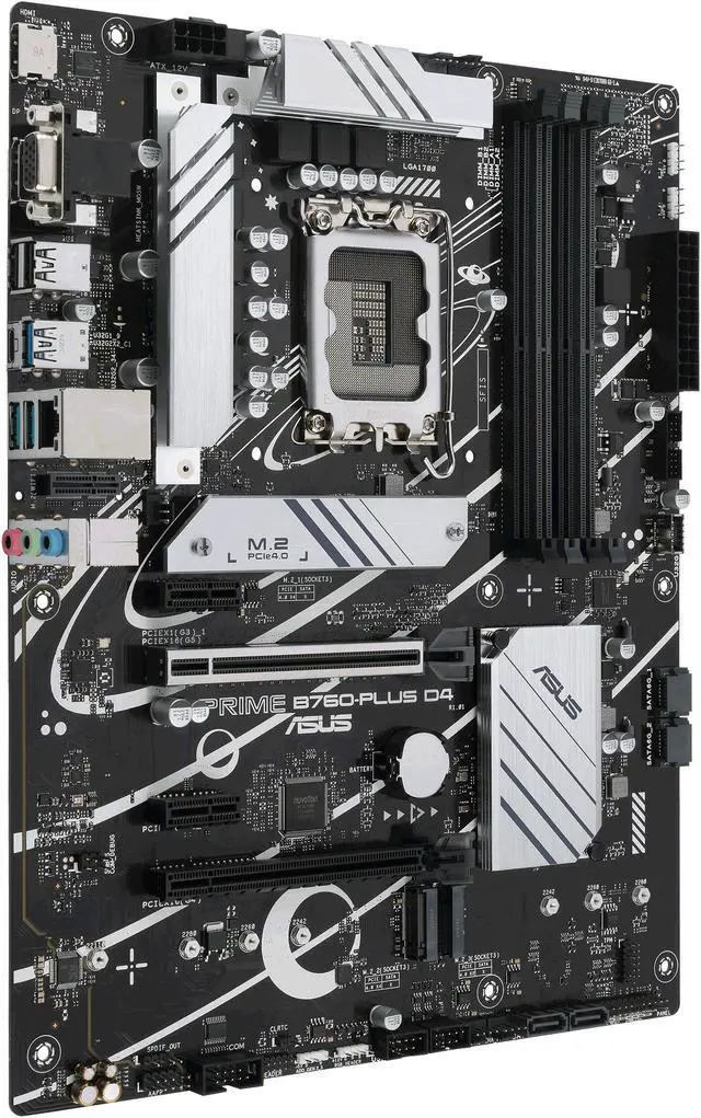 Alt view image 5 of 6 - ASUS Prime B760-PLUS D4 Intel B760(13th and 12th Gen) LGA 1700 ATX motherboard with PCIe 5.0, three PCIe 4.0 M.2 slots, DDR4, Realtek 2.5Gb Ethernet, DisplayPort, VGA, HDMI, SATA 6 Gbps, USB 3.2 Gen 2x2 Type-C, front USB 3.2 Gen 1 Type-C