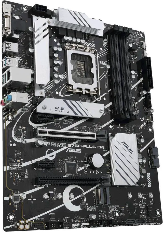 Alt view image 6 of 6 - ASUS Prime B760-PLUS D4 Intel B760(13th and 12th Gen) LGA 1700 ATX motherboard with PCIe 5.0, three PCIe 4.0 M.2 slots, DDR4, Realtek 2.5Gb Ethernet, DisplayPort, VGA, HDMI, SATA 6 Gbps, USB 3.2 Gen 2x2 Type-C, front USB 3.2 Gen 1 Type-C