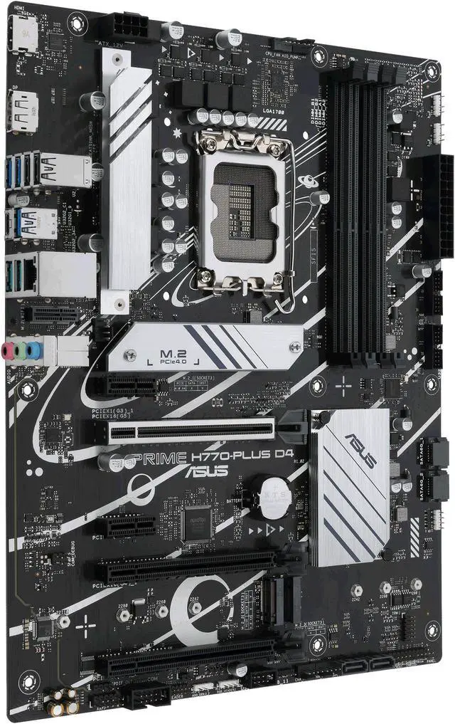 Alt view image 5 of 6 - ASUS Prime H770-PLUS D4 Intel H770( 13th and 12th Gen) LGA 1700 ATX motherboard with PCIe 5.0, 3xPCIe 4.0 M.2 slots, DDR4, 2.5Gb LAN, DisplayPort, HDMI, USB 3.2 Gen 2 Type-C, Thunderbolt™ (USB4) support, Aura Sync