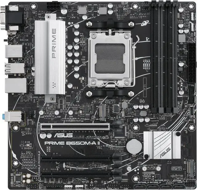 Alt view image 2 of 6 - ASUS PRIME B650M-A II-CSM Micro-ATX commercial motherboard, DDR5 6400+(OC), PCIe 5.0 M.2 support, Realtek 2.5Gb Ethernet, DisplayPort, VGA, HDMI, SATA 6 Gbps, USB 3.2 Gen 2 ports, front USB 3.2 Gen 1 Type-C, BIOS FlashBack, Arua Sync