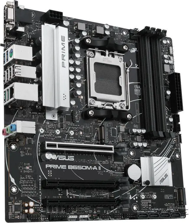 Alt view image 5 of 6 - ASUS PRIME B650M-A II-CSM Micro-ATX commercial motherboard, DDR5 6400+(OC), PCIe 5.0 M.2 support, Realtek 2.5Gb Ethernet, DisplayPort, VGA, HDMI, SATA 6 Gbps, USB 3.2 Gen 2 ports, front USB 3.2 Gen 1 Type-C, BIOS FlashBack, Arua Sync