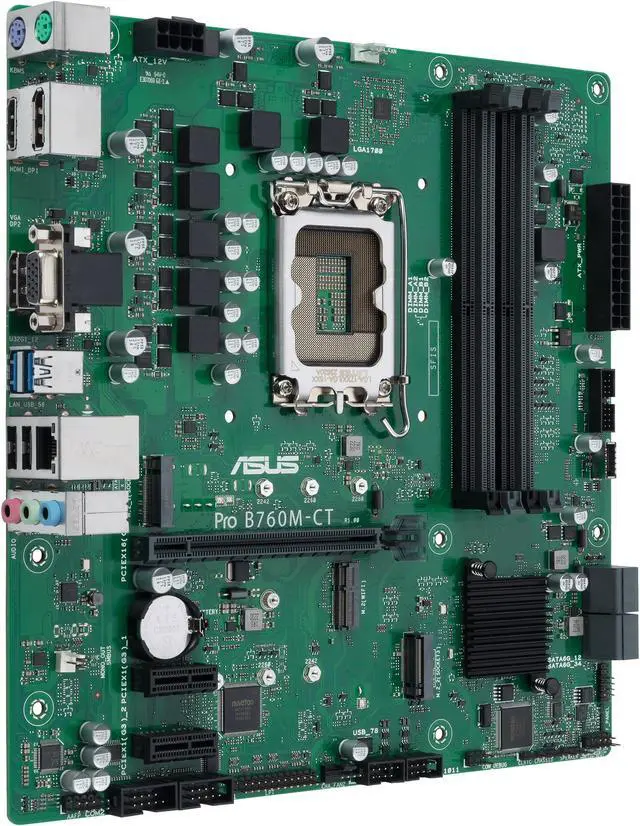 Alt view image 3 of 5 - ASUS Pro B760M-CT-CSM Intel socket LGA1700 for 13th&12th Gen Intel processors mATX commercial motherboard,DDR5,PCIe 4.0,two M.2 PCIe 4.0 slots, front USB 3.2 Gen 1 Type-C, dual Display ports, HDMI, D-Sub,TPM IC onboard, Q-LED Core