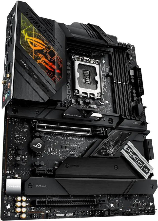 Alt view image 2 of 6 - ASUS ROG STRIX Z790-H Gaming (WiFi 6E) LGA 1700(Intel14th &13th&12th Gen) ATX gaming motherboard(DDR5 up to 7800 MT/s, PCIe 5.0 x16 SafeSlot with Q-Release, 4xPCIe 4.0 M.2 slots,USB 3.2 Gen 2x2 Type-C, front-panel connector, AI Motherboard)