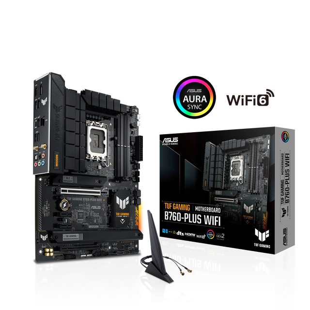 ASUS TUF GAMING B760-PLUS WIFI Intel B760 (14th, 13th and 12th Gen)  LGA 1700 ATX motherboard with PCIe 5.0, three PCIe 4.0 M.2 slots, DDR5, Realtek
