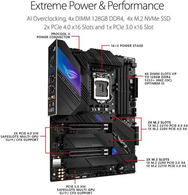 Alt view image 4 of 4 - ASUS ROG Strix Z590-E Gaming WiFi 6E LGA 1200 (Intel 11th/10th Gen) ATX Gaming Motherboard (PCIe 4.0, 14+2 Power Stages, DDR4 5333+, Dual Intel 2.5 Gb LAN, Bluetooth v5.2, 4 x M.2/NVMe SSD and AURA RGB Lighting)