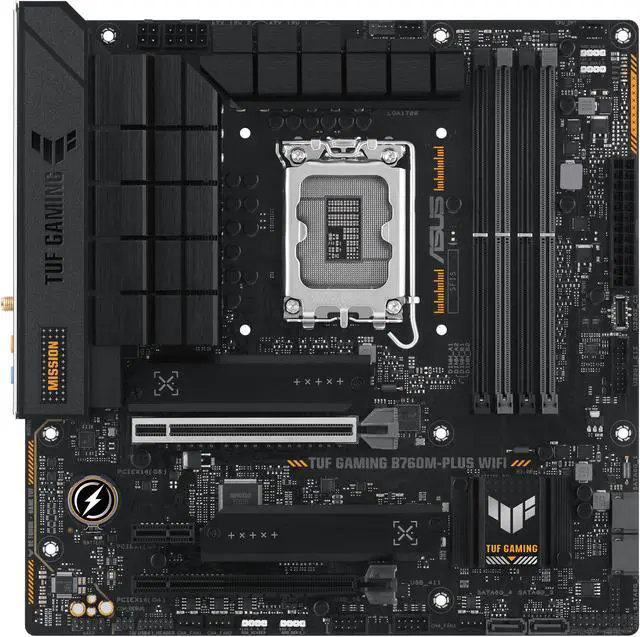 Alt view image 2 of 9 - ASUS TUF GAMING B760M-PLUS WIFI Intel B760 (13th and 12th Gen)  LGA 1700 mATX motherboard with PCIe 5.0, 2xPCIe 4.0 M.2 slots, DDR5, Realtek 2.5Gb Ethernet, DisplayPort, HDMI, USB 3.2 Gen 2x2 Type-C