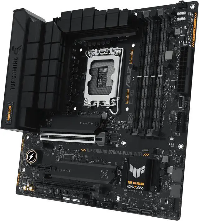 Alt view image 4 of 9 - ASUS TUF GAMING B760M-PLUS WIFI Intel B760 (13th and 12th Gen)  LGA 1700 mATX motherboard with PCIe 5.0, 2xPCIe 4.0 M.2 slots, DDR5, Realtek 2.5Gb Ethernet, DisplayPort, HDMI, USB 3.2 Gen 2x2 Type-C