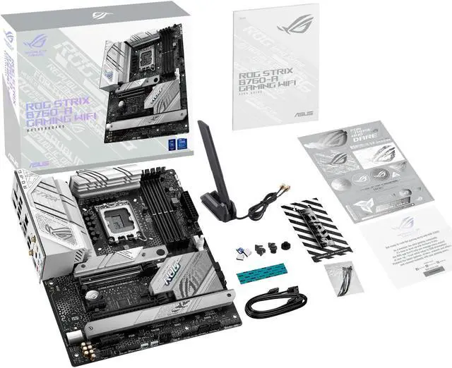Alt view image 6 of 7 - ASUS ROG Strix B760-A Gaming WiFi Intel B760 (13th and 12th Gen) LGA 1700 white ATX motherboard, 12 + 1 power stages, DDR5, PCIe 5.0,three M.2 slots, WiFi 6E, USB 3.2 Gen 2x2 Type-C, and Aura Sync RGB