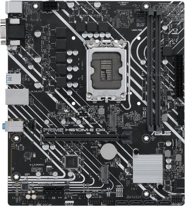 Alt view image 2 of 7 - ASUS PRIME H610M-E D4-CSM LGA 1700(Intel 12th&13th Gen) mATX commercial motherboard (PCIe 4.0,DDR4,2xM.2 slots,1Gb LAN,DisplayPort/HDMI/D-Sub,USB 3.2 Gen 1 ports,COM header, RGB header,ACCE