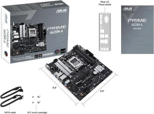 Alt view image 2 of 2 - ASUS PRIME A620M-A-CSM AMD AM5(Ryzen 7000) mATX commercial motherboard (PCIe 4.0, DDR5,,2xM.2 slots, 1Gb LAN,DisplayPort/HDMI,USB 3.2 Gen 1 ports, Front USB Type-C, BIOS Flashback, RGB header,ACCE)