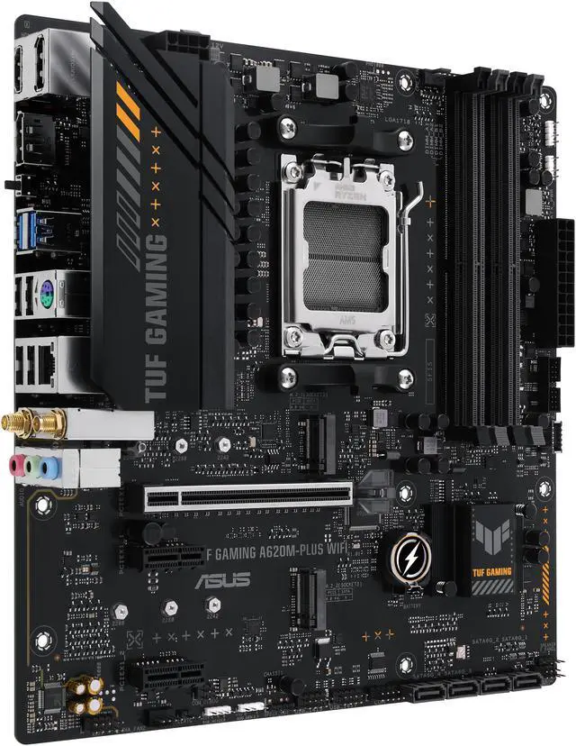 Alt view image 2 of 4 - ASUS TUF GAMING A620M-PLUS WiFi AMD AM5 Ryzen7000 microATX gaming motherboard DDR5, PCIe 4.0, 2xM.2 slots,2.5Gb Ethernet,Wi-Fi 6, 2 x DisplayPort, HDMI, USB 3.2 Gen 1 ports, front USB 3.2 Gen 1 Type C