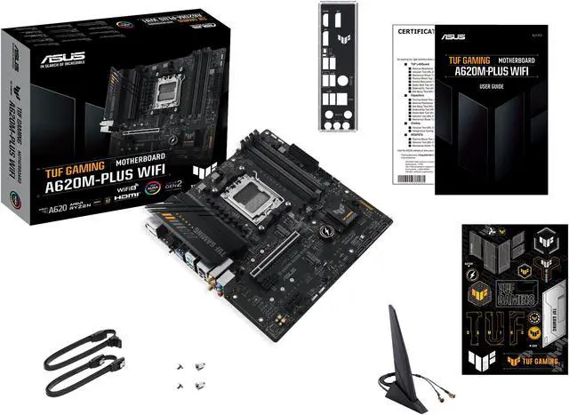 Alt view image 4 of 4 - ASUS TUF GAMING A620M-PLUS WiFi AMD AM5 Ryzen7000 microATX gaming motherboard DDR5, PCIe 4.0, 2xM.2 slots,2.5Gb Ethernet,Wi-Fi 6, 2 x DisplayPort, HDMI, USB 3.2 Gen 1 ports, front USB 3.2 Gen 1 Type C