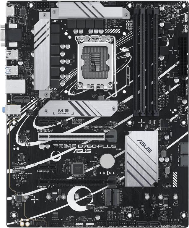 Alt view image 2 of 6 - ASUS Prime B760-PLUS Intel® B760(13th and 12th Gen) LGA 1700 ATX motherboard with PCIe 5.0, DDR5, 3x PCIe 4.0 M.2 slots, Realtek 2.5Gb Ethernet, DisplayPort, VGA, HDMI®, SATA 6 Gbps, USB 3.2 Gen 2x2 Type-C®, front USB 3.2 Gen 1 Type-C
