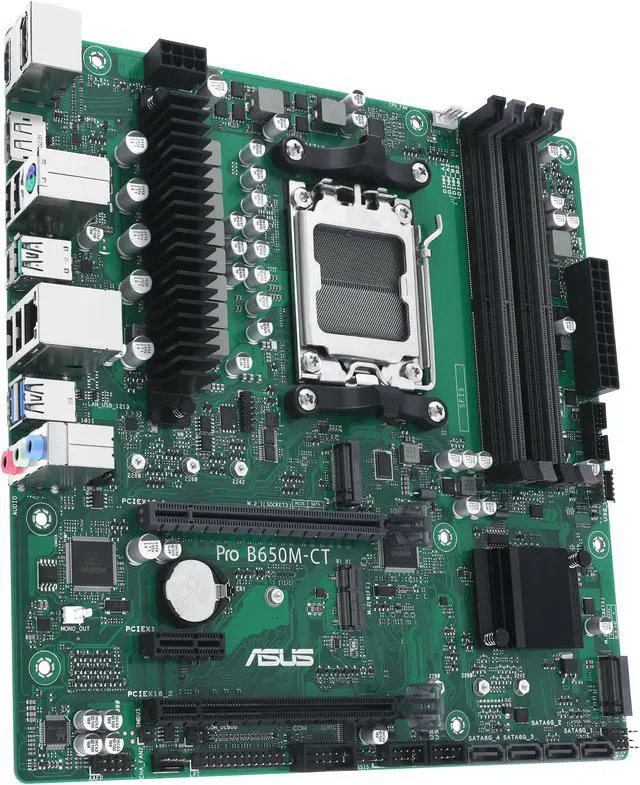 Alt view image 3 of 7 - ASUS Pro B650M-CT-CSM AMD B650(Ryzen 7000) Micro-ATX Commercial motherboard(DDR5,2xM.2 slots, PCIe 5.0 M.2 slot, USB 3.2 Gen 2 ports, front USB 3.2 Gen 1 Type-C, TPM IC onboard, M.2 Key E slot, Q-LED Core, Mono-out header (with Amp IC),