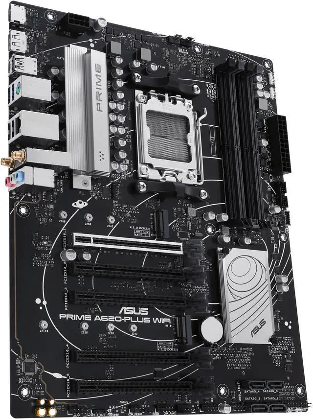 Alt view image 5 of 6 - ASUS PRIME A620-PLUS WIFI Socket AM5 (LGA 1718) Ryzen 7000 gaming motherboard(DDR5, PCIe 4.0, Dual M.2 slots, DisplayPort/HDMI™, Wi-Fi 5,Rear & Front USB 3.2 Gen 1 Type-C®, SATA 6 Gbps, Two-Way AI Noise Cancelation, Aura Sync)