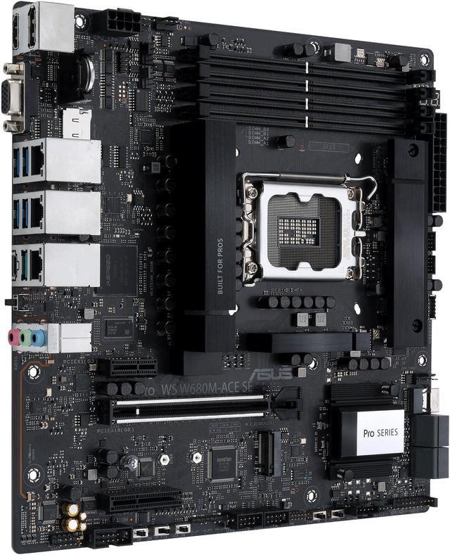Alt view image 3 of 7 - Pro WS W680M-ACE SE Intel LGA 1700 mATX BMC AST2600 onboard workstation motherboard, PCIe 5.0x16 slot, DDR5, ECC memory and XMP support, dual Intel 2.5 Gb Lan, 2xPCIe 4.0 M.2 slots,USB 3.2 Gen 2x2 front panel connector,SlimSAS(SATA RAID)