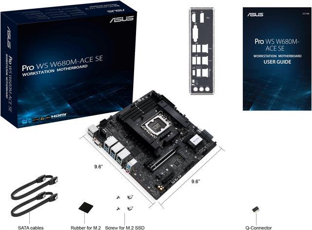Alt view image 6 of 7 - Pro WS W680M-ACE SE Intel LGA 1700 mATX BMC AST2600 onboard workstation motherboard, PCIe 5.0x16 slot, DDR5, ECC memory and XMP support, dual Intel 2.5 Gb Lan, 2xPCIe 4.0 M.2 slots,USB 3.2 Gen 2x2 front panel connector,SlimSAS(SATA RAID)