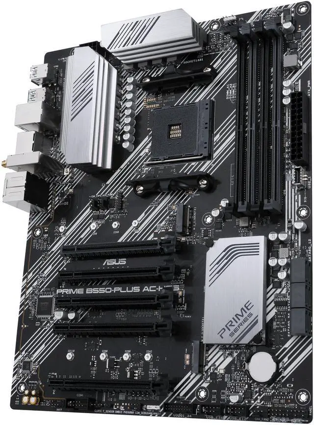 Alt view image 6 of 9 - ASUS Prime B550-PLUS AC-HES AMD AM4 (Ryzen 5000/4000G/3000) ATX Motherboard (PCIe 4.0, WiFi 5, Dual M.2, 1Gb LAN, USB 3.2 Gen 2 Type-C, HDMI/DP, Aura Sync ARGB)