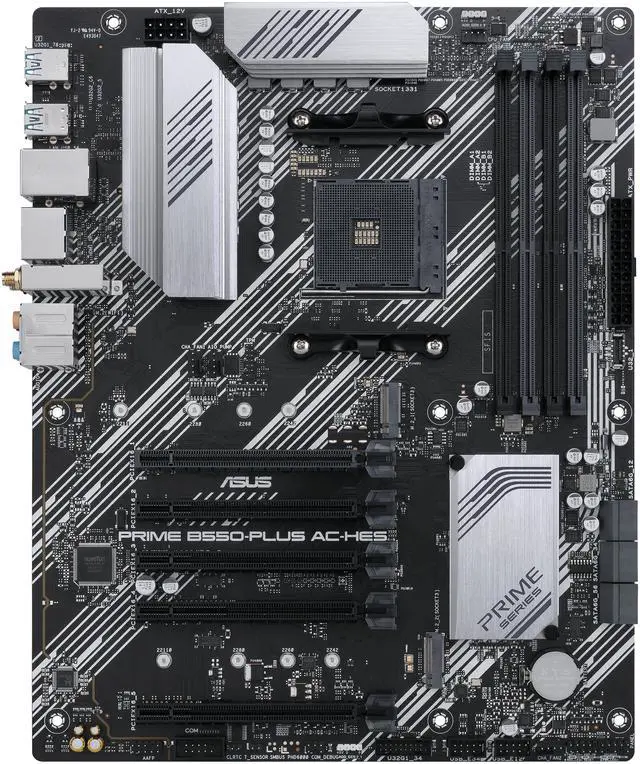 Alt view image 2 of 9 - ASUS Prime B550-PLUS AC-HES AMD AM4 (Ryzen 5000/4000G/3000) ATX Motherboard (PCIe 4.0, WiFi 5, Dual M.2, 1Gb LAN, USB 3.2 Gen 2 Type-C, HDMI/DP, Aura Sync ARGB)