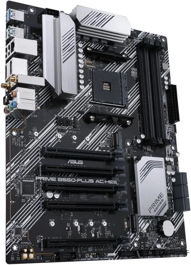 Alt view image 4 of 9 - ASUS Prime B550-PLUS AC-HES AMD AM4 (Ryzen 5000/4000G/3000) ATX Motherboard (PCIe 4.0, WiFi 5, Dual M.2, 1Gb LAN, USB 3.2 Gen 2 Type-C, HDMI/DP, Aura Sync ARGB)