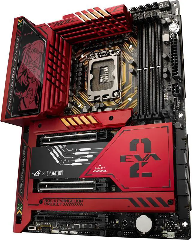 Alt view image 7 of 8 - ASUS ROG MAXIMUS Z790 HERO EVA-02 EDITION LGA 1700 (Intel 13th &12th Gen) ATX Gaming motherboard (DDR5, 5x M.2 slots, PCIe 5.0 NVMe SSD slot on Hyper M.2 Card, PCIe 5.0 x16, Wi-Fi 6E)