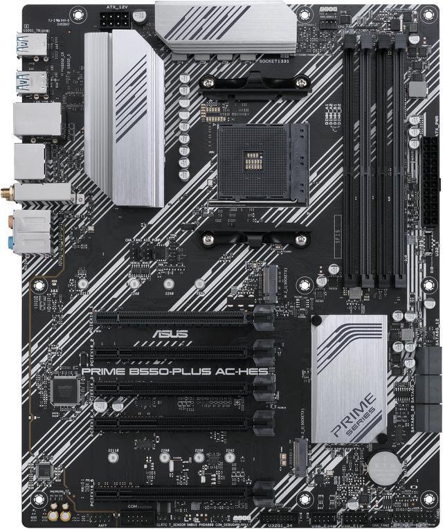 Alt view image 2 of 4 - ASUS Prime B550-PLUS AC-HES AMD AM4 (3rd Gen Ryzen) ATX motherboard (dual M.2, PCIe 4.0, WIFI 5, 1 Gb Ethernet, DisplayPort/HDMI, SATA 6 Gbps, USB 3.2 Gen 2 Type-C, front USB 3.2 Gen 1 Type-C