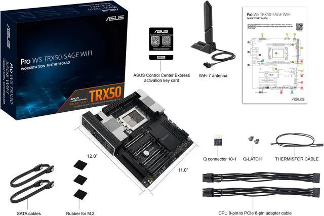 Alt view image 10 of 11 - ASUS Pro WS TRX50-SAGE WIFI CEB Workstation motherboard, AMD Ryzen™ Threadripper™ PRO 7000 WX-Series Processors,ECC R-DIMM DDR5, 36 power-stage, WiFi 7,PCIe 5.0 x 16, PCIe 5.0 M.2, 10 Gb and 2.5 Gb LAN, multi-GPU support.