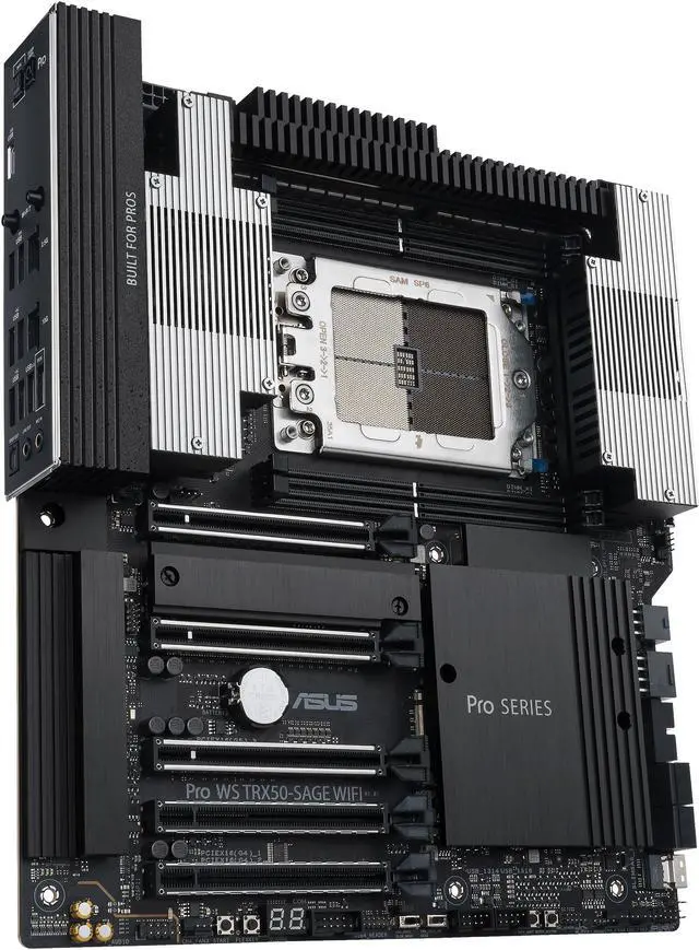 Alt view image 4 of 11 - ASUS Pro WS TRX50-SAGE WIFI CEB Workstation motherboard, AMD Ryzen™ Threadripper™ PRO 7000 WX-Series Processors,ECC R-DIMM DDR5, 36 power-stage, WiFi 7,PCIe 5.0 x 16, PCIe 5.0 M.2, 10 Gb and 2.5 Gb LAN, multi-GPU support.