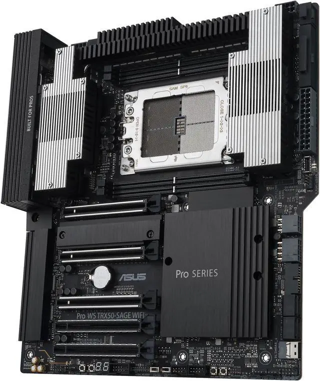 Alt view image 5 of 11 - ASUS Pro WS TRX50-SAGE WIFI CEB Workstation motherboard, AMD Ryzen™ Threadripper™ PRO 7000 WX-Series Processors,ECC R-DIMM DDR5, 36 power-stage, WiFi 7,PCIe 5.0 x 16, PCIe 5.0 M.2, 10 Gb and 2.5 Gb LAN, multi-GPU support.