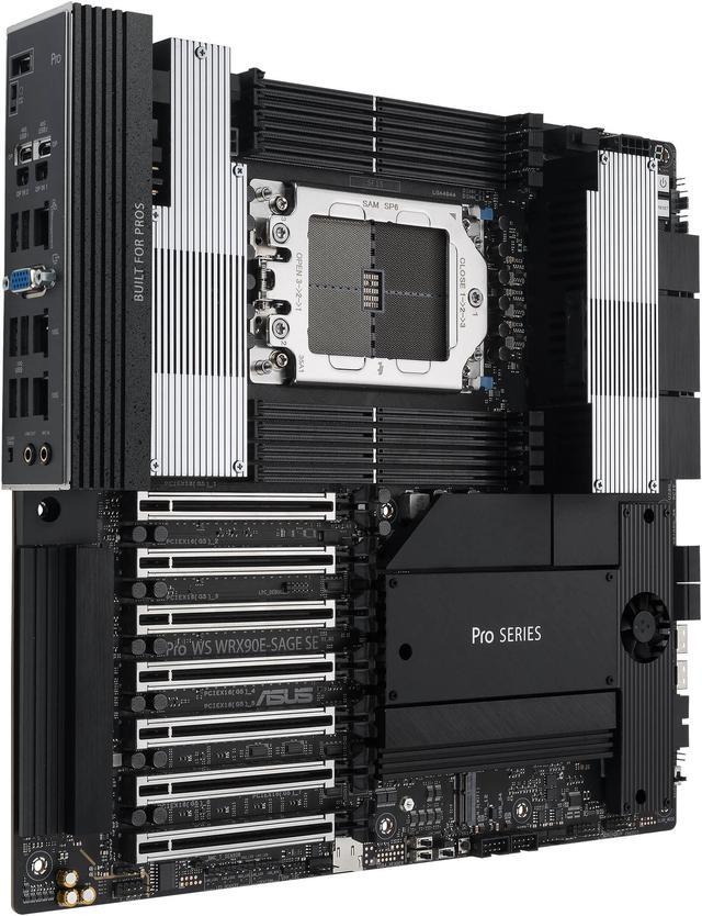 Alt view image 3 of 10 - ASUS Pro WS WRX90E-SAGE SE EEB Workstation motherboard, AMD Ryzen™ Threadripper™ PRO 7000 WX-Series Processors, ECC R-DIMM DDR5, 32 power-stage,7xPCIe 5.0 x 16, PCIe 5.0 M.2, 10 Gb and 2.5 Gb LAN