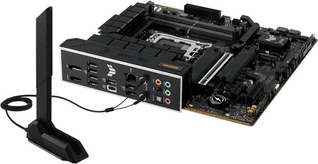 Alt view image 9 of 9 - TUF GAMING B760M-PLUS WIFI II Intel B760 LGA 1700 mATX motherboard with PCIe 5.0, three 4.0 M.2 slots, DDR5, WiFi 6E With Q-Antenna, Realtek 2.5Gb Ethernet, DisplayPort, HDMI™, SATA 6 Gbps, USB 20Gbps Type-C, front USB 10Gbps Type-C