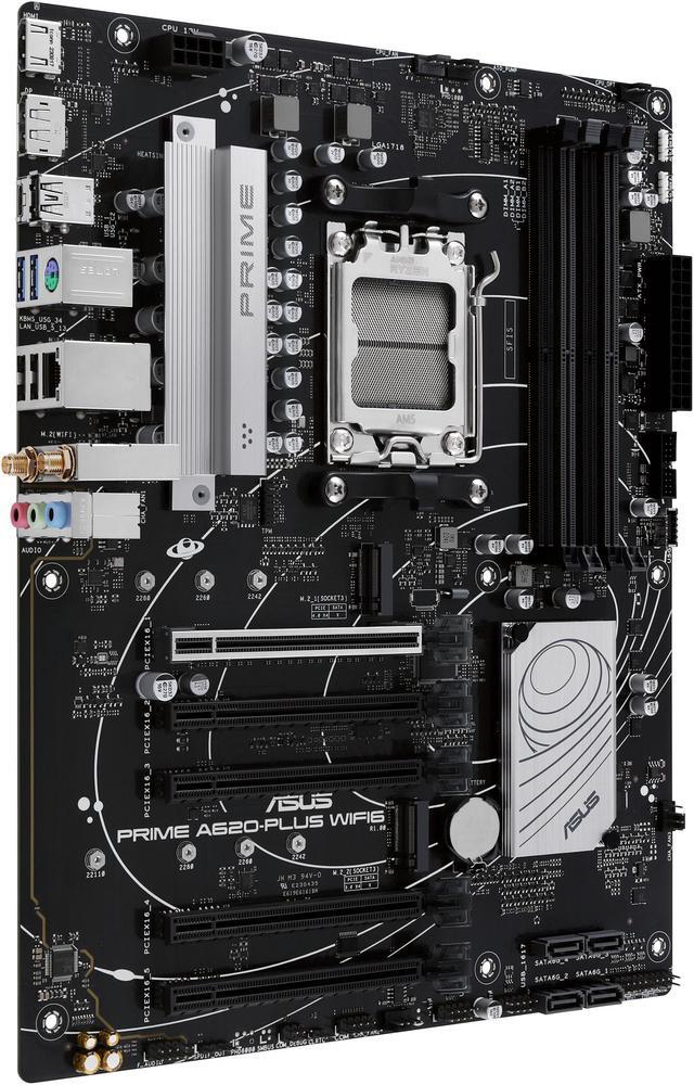 Alt view image 4 of 6 - PRIME A620-PLUS WIFI6 AMD A620 AM5 ATX motherboard, DDR5, PCIe 4.0 support, dual M.2 slots, WiFi 6, DisplayPort/HDMI™, Rear & Front USB 5Gbps Type-C®, SATA 6 Gbps, Two-Way AI Noise Cancelation, Aura Sync