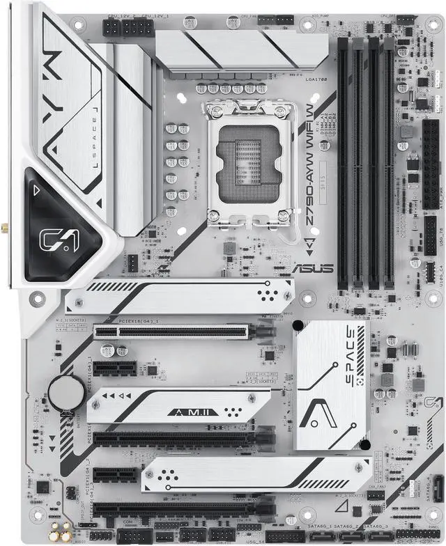 Alt view image 2 of 10 - ASUS Z790-AYW WIFI W Intel Z790 (LGA 1700) ATX motherboard with PCIe 4.0, 3x M.2 slots, 12+1 DrMOS, DDR5, WIFI 6, 2.5Gb LAN, USB 10Gbps Type-C, Thunderbolt (USB4), Aura Sync, Armoury Crate