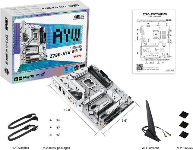 Alt view image 9 of 10 - ASUS Z790-AYW WIFI W Intel Z790 (LGA 1700) ATX motherboard with PCIe 4.0, 3x M.2 slots, 12+1 DrMOS, DDR5, WIFI 6, 2.5Gb LAN, USB 10Gbps Type-C, Thunderbolt (USB4), Aura Sync, Armoury Crate
