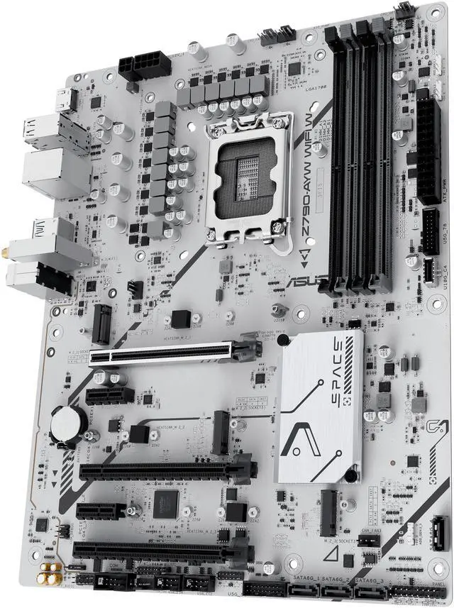 Alt view image 6 of 10 - ASUS Z790-AYW WIFI W Intel Z790 (LGA 1700) ATX motherboard with PCIe 4.0, 3x M.2 slots, 12+1 DrMOS, DDR5, WIFI 6, 2.5Gb LAN, USB 10Gbps Type-C, Thunderbolt (USB4), Aura Sync, Armoury Crate