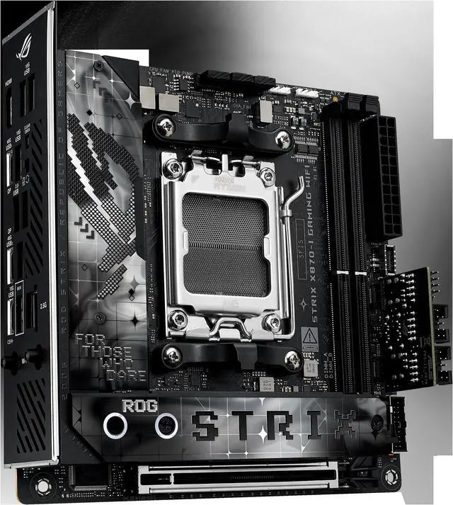 Alt view image 4 of 7 - ASUS ROG STRIX X870-I GAMING WIFI AMD AM5 X870 Mini ITX mITX motherboard 10+2+1 power stages, Dynamic OC Switcher, Core Flex, DDR5 AEMP, WiFi 7, 2x M.2, PCIe® 5.0, Q-Release Slim, USB4®, AI OCing & Ne