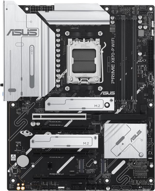 Alt view image 2 of 12 - ASUS PRIME X870-P WIFI AMD AM5 X870 ATX motherboard 14+2+1 80A DrMOS power stages, DDR5, PCIe 5.0 , PCIe 5.0 x16, Q-Release, 4x M.2 , Wi-Fi 7, Q-Antenna, 2.5Gb LAN, USB4, USB Type-C, BIOS FlashBack