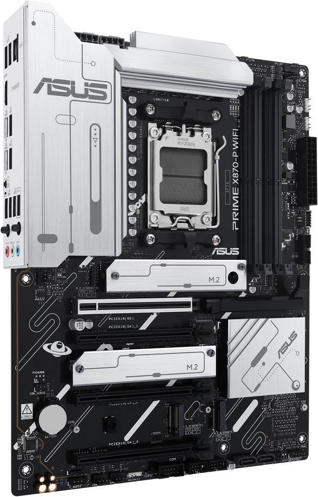 Alt view image 3 of 12 - ASUS PRIME X870-P WIFI AMD AM5 X870 ATX motherboard 14+2+1 80A DrMOS power stages, DDR5, PCIe 5.0 , PCIe 5.0 x16, Q-Release, 4x M.2 , Wi-Fi 7, Q-Antenna, 2.5Gb LAN, USB4, USB Type-C, BIOS FlashBack