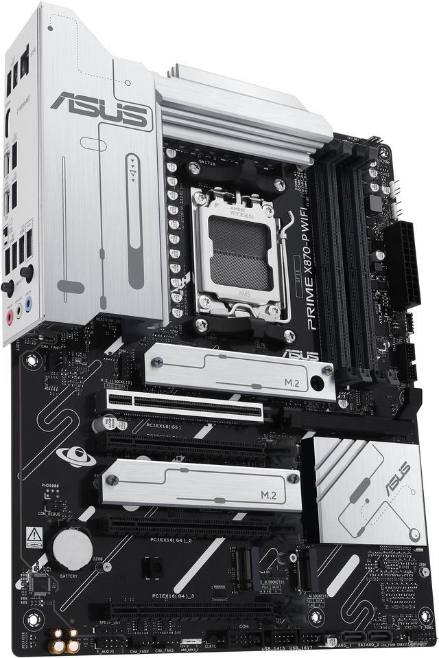 Alt view image 4 of 12 - ASUS PRIME X870-P WIFI AMD AM5 X870 ATX motherboard 14+2+1 80A DrMOS power stages, DDR5, PCIe 5.0 , PCIe 5.0 x16, Q-Release, 4x M.2 , Wi-Fi 7, Q-Antenna, 2.5Gb LAN, USB4, USB Type-C, BIOS FlashBack