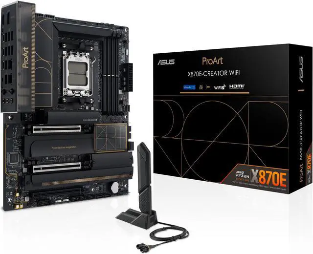 Alt view image 8 of 12 - ASUS ProArt X870E-CREATOR WIFI AMD AM5 X870E ATX Motherboard PCIe 5.0 x16 slots with full support for next-gen GPUs, 16+2+2 power stages, DDR5, dual USB4, 10 Gb & 2.5 Gb LAN, WiFi 7, four M.2 slots